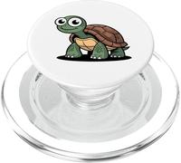 Tortuga de Dibujos Animados con Ojos tontos y Concha marrón PopSockets PopGrip para MagSafe