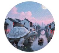 Tortuga de Roca Que Lleva la Ciudad 1000 Piezas Rompecabezas Rompecabezas Redondo para Adultos Juego Familiar Pasatiempos Aprendizaje Juguetes 1000pcs (67.5x67.5cm)