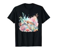 Tortuga del océano rodeada de Escena de Coral Camiseta