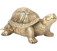 Tortuga Feng Shui, latón Puro Hecho a Mano Longevidad Tortuga Adorno para el hogar Monedas Chinas y lingotes para la Riqueza