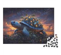 Tortuga Gigante Fantástica Puzzle de 1000 Piezas Papel para Adultos Escena Nocturna de Cuento Juego de Puzzle 1000 Piezas Relajación Decoración Hogar Regalo 52x38cm/1000pcs