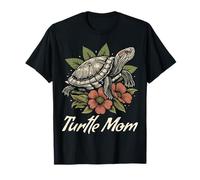 Tortuga Mamá Orejas Rojas Slider Amante Reptil Hermoso Floral Camiseta