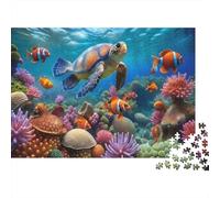 Tortuga Marina Acuario Tropical Puzzle de 1000 Piezas Papel para Adultos Arrecife de Coral Colorido Juego de Puzzle 1000 Piezas Decoración hogar Regalo 52x38cm/1000pcs