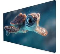 Tortuga Marina Alfombrilla ratón XXL, 600x300x3mm mar Alfombrilla Escritorio con Bordes Cosidos, Antideslizante E Impermeable Mouse Pad Aply a Oficina Y Hogar, Regalos Originales para Hombre A265