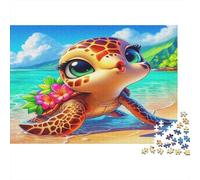 Tortuga Marina Animada Puzzle de 1000 Piezas Juego de Puzzle 1000 Piezas Escena de Playa Tropical Papel Puzzle para Adultos Relajación Hogar Regalo 70x50cm/1000pcs