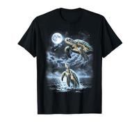 Tortuga Marina Aullando a la Luna 90's Retro Camiseta