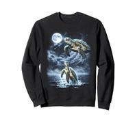Tortuga Marina Aullando a la Luna 90's Retro Sudadera