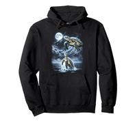 Tortuga Marina Aullando a la Luna 90's Retro Sudadera con Capucha