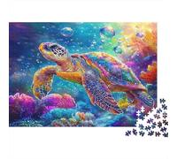 Tortuga Marina Colorida Rompecabezas Clásico 1000 Piezas para Jugadores Adultos, Cartón Premium, Tortuga Marina psicodélica Decoración Interior, Regalo Cumpleaños, Juego De Reto Difícil 70x50cm