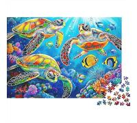 Tortuga Marina Coloridas Rompecabezas 1000 Piezas Grupo Tortugas Marinas Cartón Grueso para Adultos Regalo Navidad para Entretenimiento Mejor Regalo Oferta 70x50cm/1000pcs