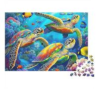 Tortuga Marina Coloridas Rompecabezas 1000 Piezas Natación Tortugas Marinas Cartón para Adultos Regalo Navidad para Entretenimiento Oferta 70x50cm/1000pcs