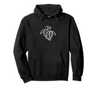 Tortuga Marina de Peluche Pareja corazón línea Arte - Lindo Amor de Buceo Sudadera con Capucha