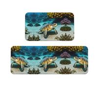 Tortuga marina impresión esteras de cocina amplia para piso cocina piso Mat 2 Sets cómodo pie Mats hogar