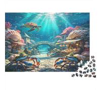 Tortuga Marina Mundo Submarino Puzzle de 1000 Piezas Papel para Adultos Paisaje Oceánico Familia Relajación Regalo 70x50cm/1000pcs