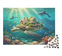 Tortuga Marina Paraíso Coralino Submarino Puzzle de 1000 Piezas Papel para Adultos Animal oceánico Escenario Marino Colorido Relajación Enfoque Juego Familiar Decoración Regalo 70x50cm/1000pcs