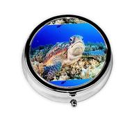 Tortuga marina, pastillero, pastillero cuadrado para bolsillo o monedero, pastillero pequeño, organizador de pastillas de viaje