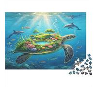 Tortuga Marina Puzzle de 1000 Piezas Cartón para Adultos Escena Submarina Mundo Acuático Relajante Regalo Familiar 52x38cm/1000pcs