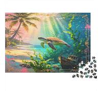 Tortuga Marina Puzzle de 1000 Piezas Papel para Adultos Aventura Submarina Soleada Juego de Puzzle 1000 Piezas Relajación Decoración Hogar Regalo 52x38cm/1000pcs