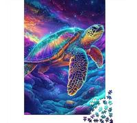 Tortuga Marina Puzzle de 1000 Piezas Puzzle para Toda la Familia Arte Cósmico Colorido Papel Juego de Puzzle 1000 Piezas Relajación Hogar Regalo 38x26cm/1000pcs