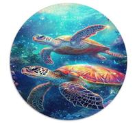 Tortuga Marina Puzzle de 1000 Piezas Redondo Papel Puzzle para Adultos Mundo Submarino