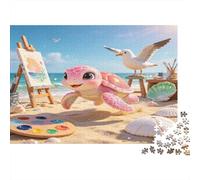 Tortuga Marina Puzzle para Adultos Puzzle de 1000 Piezas Estudio de Arte en Playa Papel Juego de Puzzle 1000 Piezas Relajación Regalo 38x26cm/1000pcs