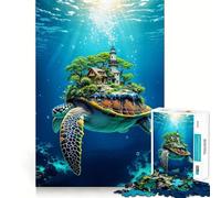 Tortuga Marina Que Lleva una Isla en su caparazón Mundo Submarino Rompecabezas de 1000 Piezas para Adultos Juguete Inteligente y Divertido Bordes Suaves Regalo Ideal para Festivales (50x75cm)