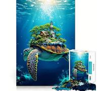 Tortuga Marina Que Lleva una Isla en su caparazón Rompecabezas para Adolescentes sobre el Mundo Submarino 1000 Piezas Rompecabezas Mental Juego Casual y Relajante Regalo conmovedor (38x26cm)