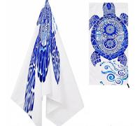 Tortuga Marina Toalla Playa Grande 180X80cm, Azul Micro Fibra, Extra Grande & Suave, para Familia, Viaje, Piscina, Picnic, Camping, Yoga K-126