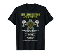 Tortuga Marina Vida Lecciones Playa Sabiduría Océano Amante Cita Camiseta gráfica económica, Hombre, Negro, M