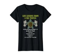 Tortuga Marina Vida Lecciones Playa Sabiduría Océano Amante Cita Camiseta gráfica económica, Mujer, Negro, XS