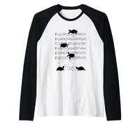 Tortuga Música Jugando con Nota y Clave para los Amantes de Las Tortugas Camiseta Manga Raglan