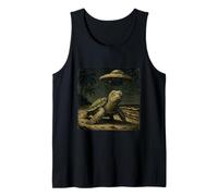 Tortuga OVNI Sorprendido Vintage Alien Ciencia Ficción Divertido Encuentro Camiseta sin Mangas