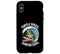 Tortuga Speed Surfer Soul Cute Ocean Wave Turtle Carcasa para iPhone X/XS