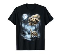 Tortuga Sulcata Aullando a la Luna 90's Retro Camiseta