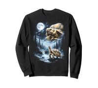 Tortuga Sulcata Aullando a la Luna 90's Retro Sudadera