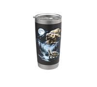 Tortuga Sulcata aullando a la Luna 90's Retro Vaso térmico de acero inoxidable de doble pared