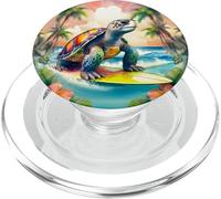 Tortuga Surfing Tropical Beachy Floral Ondas Palmeras PopSockets PopGrip para MagSafe