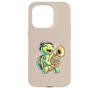 Tortuga tocando sousaphone, tuba, divertida banda de música Carcasa para iPhone 15 Pro