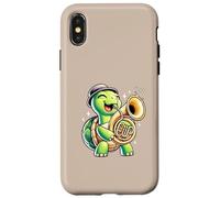 Tortuga tocando sousaphone, tuba, divertida banda de música Carcasa para iPhone X/XS