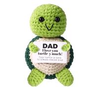 Tortuga Verde Positiva de Crochet, I Love Dad Turtle-Y Much Muñeca de Crochet Muy Emotiva Divertidos Regalos Navideños para Papá Lindo Animal Tejido a Mano Regalo Cumpleaños Positivo para Papá