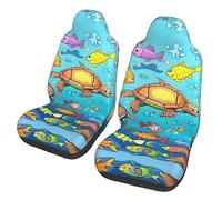 Tortuga y pescado Dua Sarung JOK Mobil,& Sarung JOK Mobil Depan, Cocok Untuk Sebagian Besar Mobil, SUV, Truk, Van, Dll.