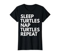 Tortugas de la Siesta del sueño Repite Amante de Las Tortugas Camiseta gráfica económica, Mujer, Negro, XS