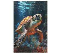 Tortugas de mar Puzzles de Madera 1000 Piezas para Adultos, Materiales Reciclables De Calidad Superior Puzzle, Juego en Familia, (78×53cm)
