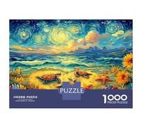 Tortugas Mar Estrelladas 1000pz | Desafiante Antiestrés | Girasoles + Campo Van Gogh |52x38cm | Regalos Familia | Adultos y Niños