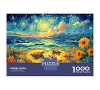 Tortugas Marinas estrelladas 1000 Pieza Girasoles en el Cielo Stock De Cartas Premium Rompecabezas Conjunto para Adultos Desafío Educativo Presente Divertido Decoración De Paredes 70x50cm/1000pcs