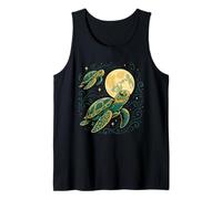 Tortugas Marinas iluminadas por la Luna Océano Noche Vintage Wildlife Art Camiseta sin Mangas