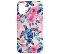 Tortugas Marinas Rosas y Azules de Tropical Bliss con Estampado Floral Carcasa para iPhone 16 Plus