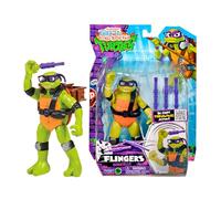 TORTUGAS NINJA Deluxe Flingerz Donatello, Figura de Acción de 15 cm con Sonido, Articulada, Lanza su Arma, Incluye hasta 3 Armas con Almacenamiento en Mochila, +4 años, Famosa (T0211300)