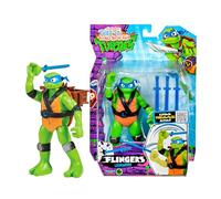 TORTUGAS NINJA Deluxe Flingerz Leonardo, Figura de Acción de 15 cm con Sonido, Articulada, Lanza su Arma, Incluye hasta 3 Armas con Almacenamiento en Mochila, +4 años, Famosa (T0211400)