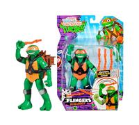 TORTUGAS NINJA Deluxe Flingerz Michelangelo, Figura de Acción de 15 cm con Sonido, Articulada, Lanza su Arma, Incluye hasta 3 Armas con Almacenamiento en Mochila, +4 años, Famosa (T0211200)